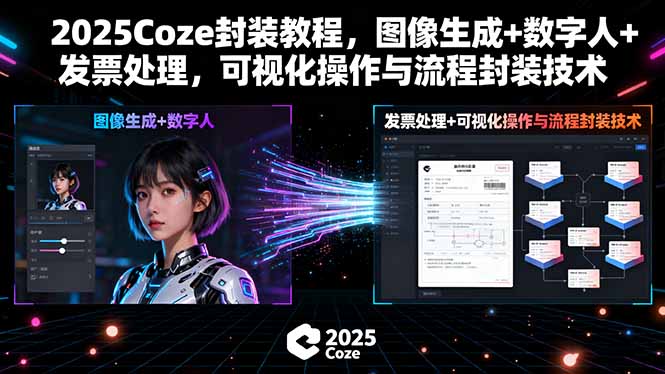 2025Coze封装教程,图像生成+数字人+发票处理,可视化操作与流程封装技术-鸿图网创