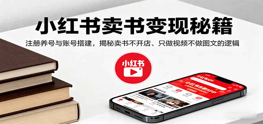 小红书卖书变现秘籍，注册养号与账号搭建，揭秘卖书不开店、只做视频不做图文的逻辑-鸿图网创