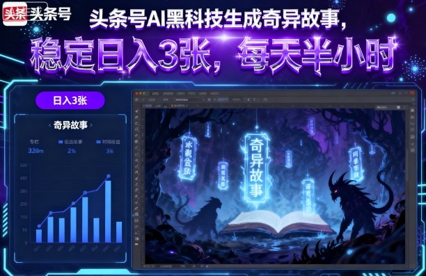 头条号AI黑科技生成奇异故事,稳定日入3张,每天半小时-鸿图网创