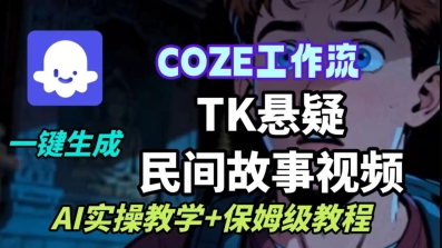 Coze扣子工作流一键生成TK悬疑民间故事视频，AI实操教学+保姆级教程-鸿图网创