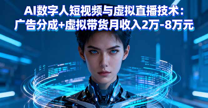 AI数字人短视频与虚拟直播技术：广告分成+虚拟带货月收入2万-8万元-鸿图网创