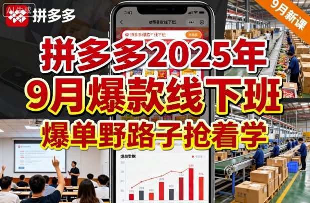 拼多多2025年9月爆款线下班，爆单野路子抢着学-鸿图网创