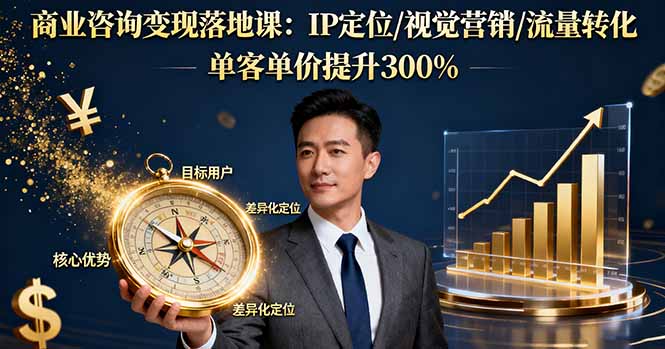 商业咨询变现落地课:IP定位/视觉营销/流量转化,单客单价提升300%-鸿图网创