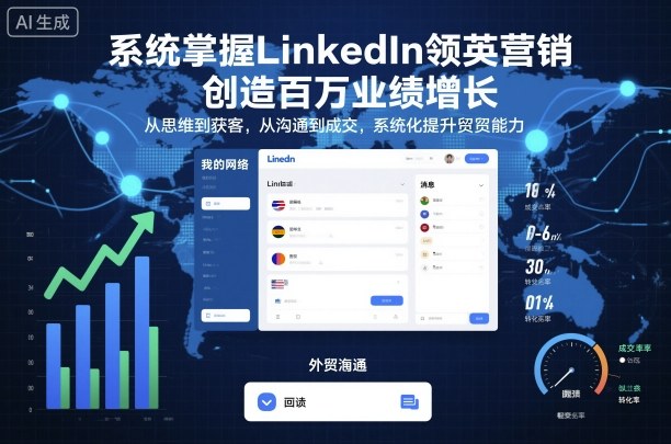 系统掌握LinkedIn领英营销,创造百万业绩增长,从思维到获客,从沟通到成交,系统化提升外贸能力-鸿图网创