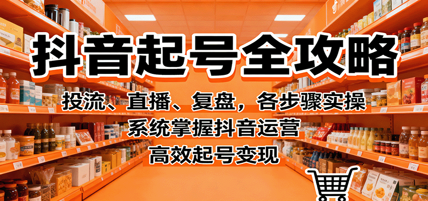 抖音起号全攻略,投流、直播、复盘,各步骤实操,系统掌握抖音运营,高效起号变现-鸿图网创