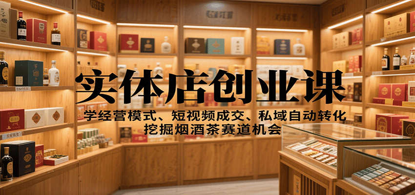 实体店创业课：学经营模式、短视频成交、私域自动转化，挖掘烟酒茶赛道机会-鸿图网创