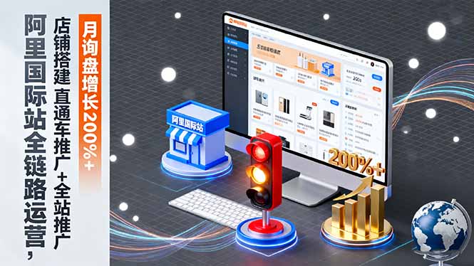 阿里国际站全链路运营，店铺搭建+直通车推广+全站推广，月询盘增长200%+-鸿图网创