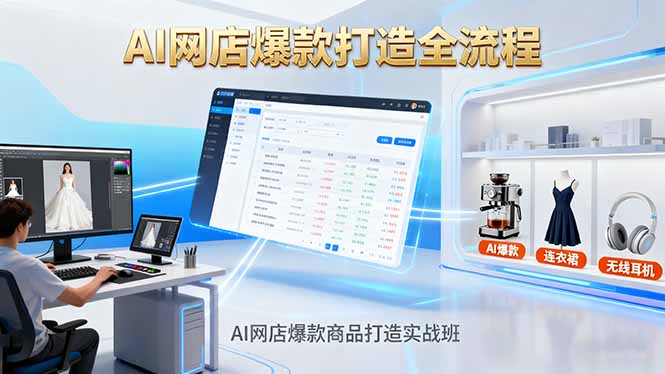AI网店爆款商品打造实战班：AI技术实现商品图智能处理，快速搭建AI网店-鸿图网创