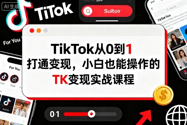TikTok从0到1打通变现，小白也能操作的TK变现实战课程-鸿图网创