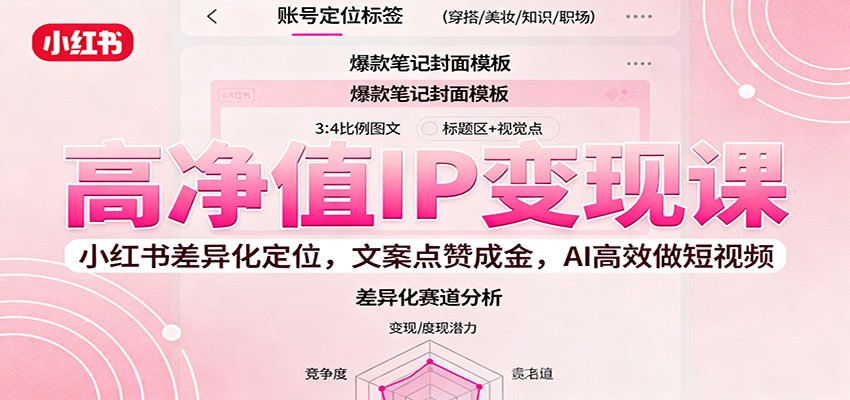 高净值IP变现课:小红书差异化定位,文案点赞成金, AI高效做短视频-鸿图网创