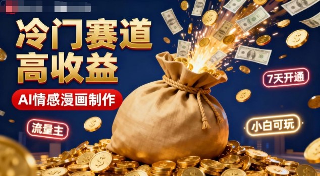 公众号冷门赛道，用AI做情感漫画，7天开通流量主，操作简单，小白可玩-鸿图网创