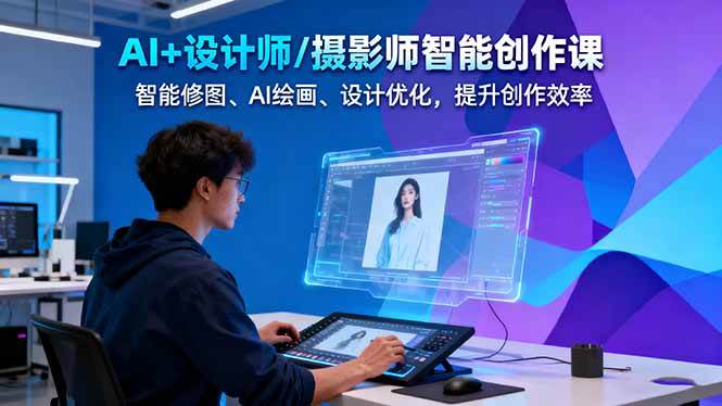 AI+设计师/摄影师智能创作课：智能修图、AI绘画、设计优化，提升创作效率-鸿图网创