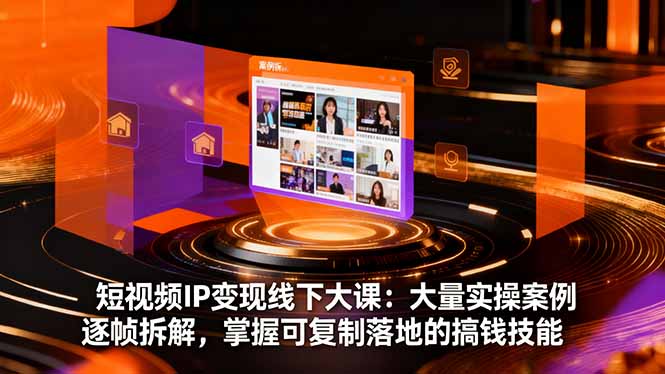 短视频IP变现线下大课：大量实操案例逐帧拆解，掌握可复制落地的搞钱技能-鸿图网创