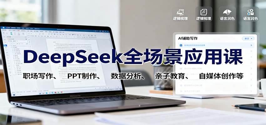 DeepSeek全场景应用课：职场写作、 PPT制作、数据分析、亲子教育、自媒体创作等-鸿图网创