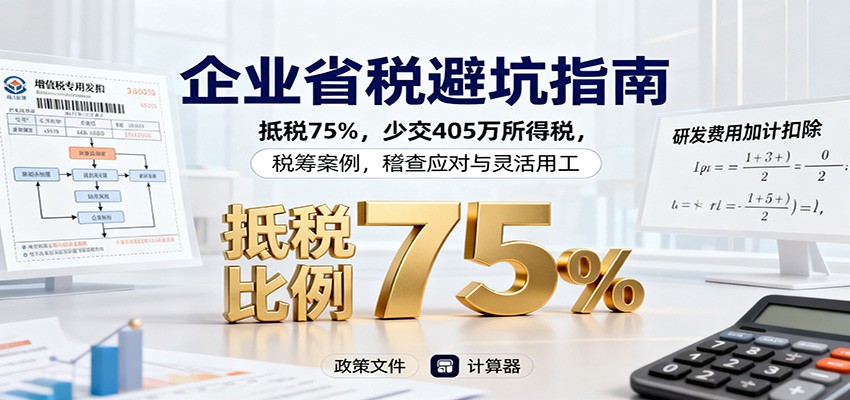 企业省税避坑指南：抵税75%，少交405万所得税，税筹案例，稽查应对与灵活用工-鸿图网创