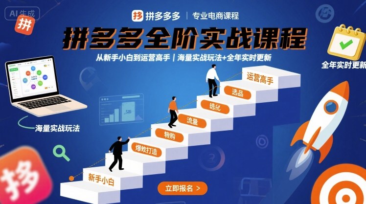 拼多多全阶实战课程，从新手小白到运营高手，海量实战玩法+全年实时更新【2025年10月更新】-鸿图网创