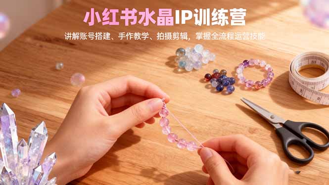 小红书水晶IP训练营，讲解账号搭建、手作教学、拍摄剪辑，全流程运营技能-鸿图网创