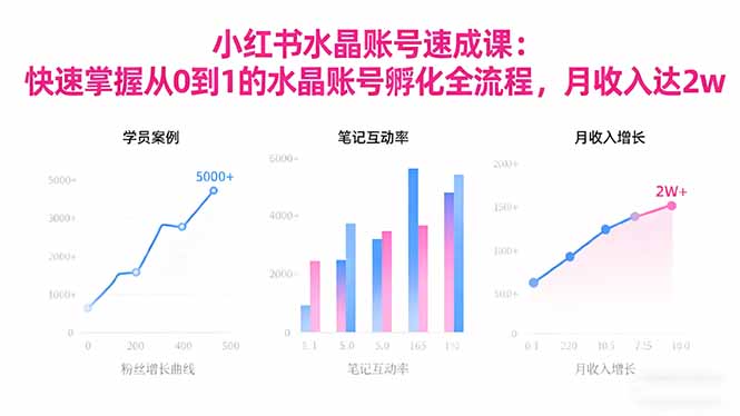 2025小红书水晶账号速成课：快速掌握从0-1水晶账号孵化全流程，月收入达2w-鸿图网创