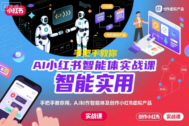 AI小红书智能体实战课，手把手教你用AI制作智能体及创作小红书虚拟产品，提效+内容商业化(更新)-鸿图网创
