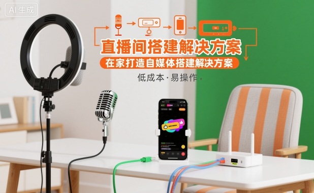 直播间搭建解决方案，在家打造自媒体搭建解决方案-鸿图网创