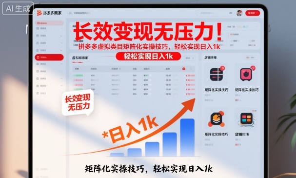 长效变现无压力！拼多多虚拟类目矩阵化实操技巧，轻松实现日入1k【揭秘】-鸿图网创