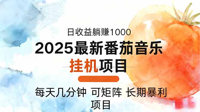2025年最新番茄音乐人挂机项目，每天几分钟，月入1000＋，可矩阵，一台…-鸿图网创