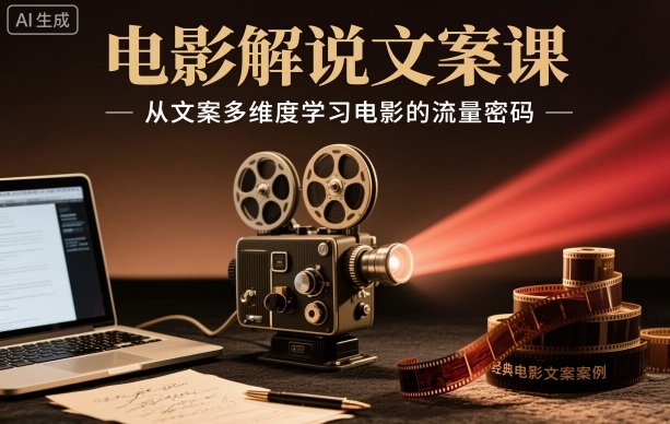 电影解说文案课，从文案多维度学习电影的流量密码-鸿图网创