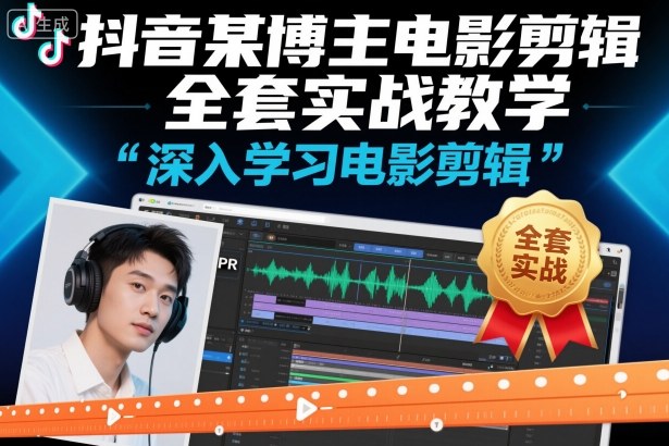 抖音某博主电影剪辑全套实战教学，深入学习电影剪辑-鸿图网创