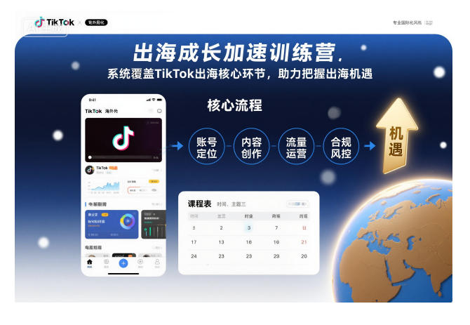 出海成长加速训练营,系统覆盖TikTok出海核心环节,助力把握出海机遇(更新)-鸿图网创