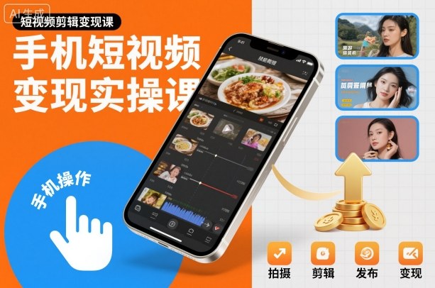 手机短视频变现实操课,短视频剪辑变现课-鸿图网创