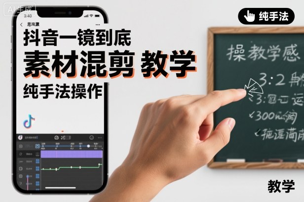 抖音一镜到底素材混剪教学,纯手法操作-鸿图网创
