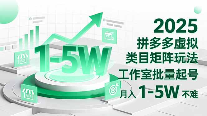 2025 拼多多虚拟类目矩阵玩法,工作室批量起号,月入 1-5W 不难-鸿图网创