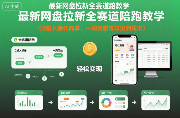 最新网盘拉新全赛道陪跑教学,0投入操作简单,一周内就可以见到成果-鸿图网创