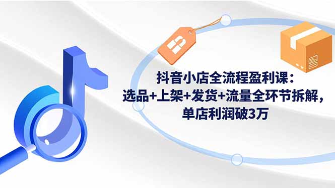 抖音小店全流程盈利课:选品+上架+发货+流量全环节拆解,单店利润破3万-鸿图网创