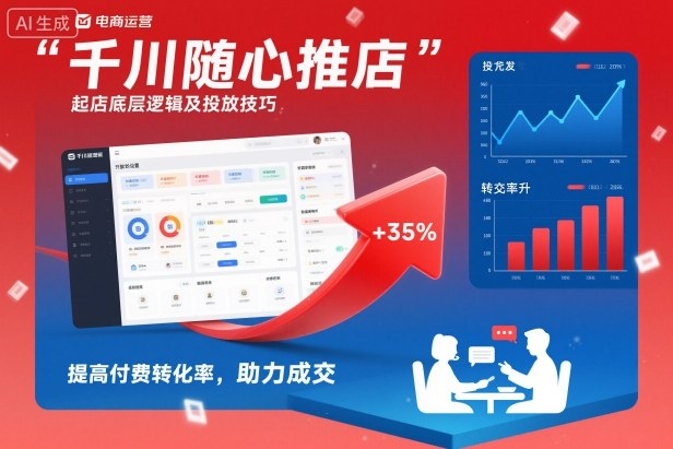 千川随心推起店底层逻辑及投放技巧，提高付费转化率，助力成交-鸿图网创