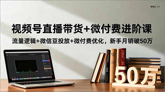 视频号直播带货+微付费进阶课：流量逻辑+微信豆投放+微付费优化，新手月销破50万-鸿图网创