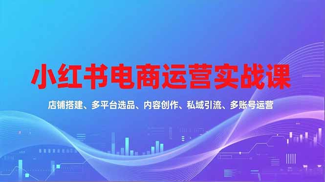 小红书电商运营实战课，店铺搭建、多平台选品、内容创作、私域引流、多账号运营等玩法-鸿图网创