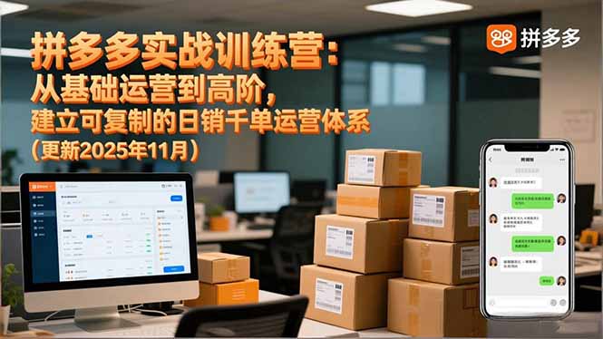 拼多多实战训练营：从基础运营到高阶，建立可复制的日销千单运营体系(更新11月-鸿图网创