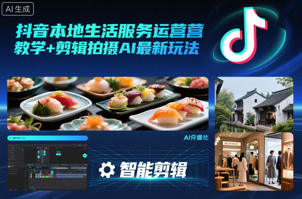 抖音本地生活服务运营教学+剪辑拍摄AI最新玩法-鸿图网创