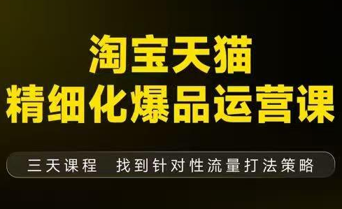 猫课子幽·淘宝天猫精细化爆品运营【音频+字幕+文档】(9月12-14杭州线下课)-鸿图网创