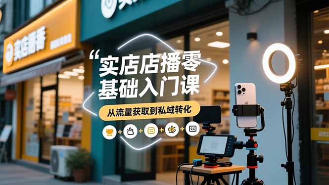 实体店播零基础入门课，实体店+短视频+直播+微信生态+私域社群，从流量获取到私域转化-鸿图网创
