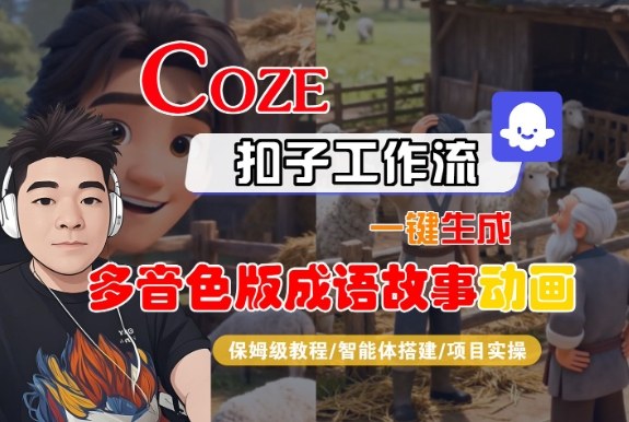 Coze扣子智能体工作流一键生成“多音色版成语故事“动画，全流程保姆级教学-鸿图网创