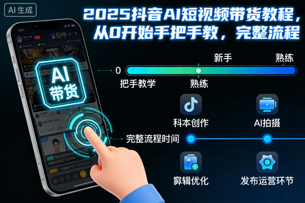 2025抖音AI短视频带货教程，从0开始手把手教，完整流程-鸿图网创