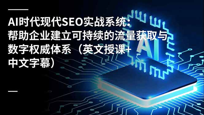 AI时代现代SEO实战系统：帮助企业建立可持续的流量获取与数字权威体系(英文授课+中文字幕-鸿图网创