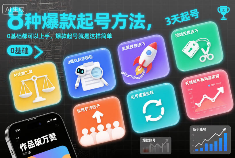 8种爆款起号方法，0基础都可以上手，爆款起号就是这样简单-鸿图网创