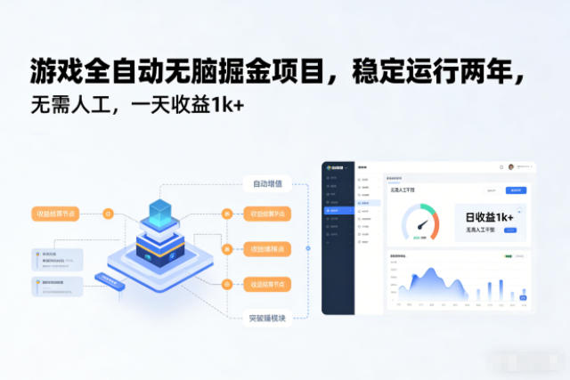 游戏全自动无脑掘金项目，稳定运行两年，无需人工，一天收益1k+【揭秘】-鸿图网创