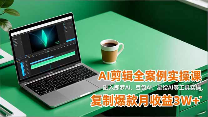 AI剪辑全案例实操课，融入即梦AI、豆包AI、星绘AI等工具实操，复制爆款月收益3W+-鸿图网创