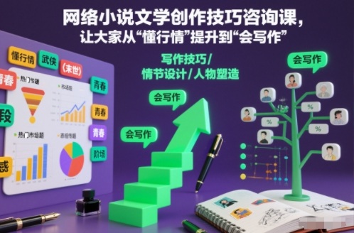 网络小说文学创作技巧咨询课，让大家从“懂行情”提升到”会写作”的高度-鸿图网创