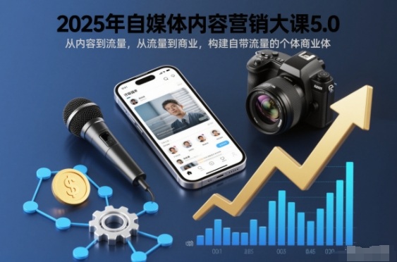 2025年自媒体内容营销大课5.0，从内容到流量，从流量到商业，构建自带流量的个体商业体-鸿图网创