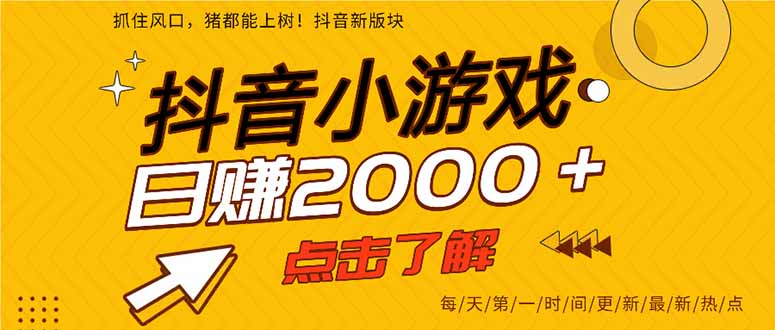 2025年爆火的抖音小游戏项目，一部手机日入2000+-鸿图网创
